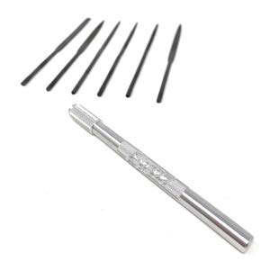 Excel Blades Hardened Alloy Strength Steel - Mini Needle File Set Includes Flat, Flat Warding, Square, Triangular, Round, and Half-Round File With American Made Aluminum Handle File Set w/ Handle