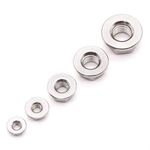 (50 PCS) M6-1.0 Hexagon Flange Nuts with Non-Serrated Flange Washer Head, 304 Stainless Steel, Hex Drive, Full Thread 50