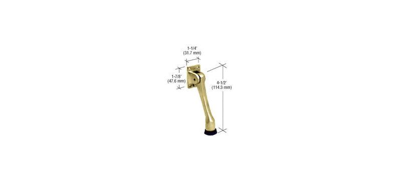 C.R. LAURENCE J4572 CRL Brass Door Mounted 4-1/2" Heavy-Duty Stop and Holder Polished Brass