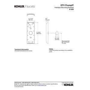 KOHLER K-559-CP DTV Prompt Interface Mounting Bracket, Polished Chrome
