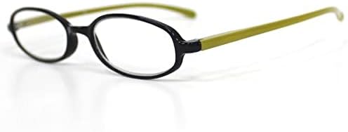 [Bayline] Bayline Reading Glasses Oval Slim Frame Bicolor 1650B +3.00 Black x Green Hard Case Men's Women's Stylish Reading Glasses - NewNest Australia