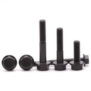 M8-1.25 x 70mm (10 Pack) Flanged Hex Head Bolts, Hexagon Flange Screws Bolts, Black Oxide Finish, 10.9 Grade Alloy Steel, Motocycle Car Bolts Replacements, Partial Thread M8-1.25 x 70mm