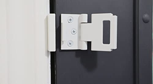 Door Lock for in-Swinging Doors, Home Security Latch Device, Childproof, Easy to Install (White) White