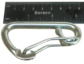 US Stainless 2 Pieces Stainless Steel 316 Spring Hook Carabiner 5/16" (8mm) with Curved Gate Safety Clip Marine Grade
