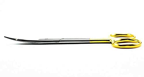 Goldman Fox Scissor with Tungsten Carbide Tips Curved Tip Scissor Medical Scissors Surgical Scissors Precision Scissors Sharp Metal Scissors Surgical Dental Instruments Dental Supplies – 13cm 5" Tungsten Carbide (Curved)