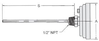 Industrial Bimetal Thermometer 3" Face x 6" Stem, 0-250Ãƒâ€šÃ‚°F, S.S. Case w/Calibration Dial 1 ['6" Stem, 0-250Â°F']