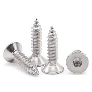 Glvaner (60 pcs) M4 x 20mm Flat Head Socket Cap Self Tapping Screws Wood Screws 304 Stainless Steel 18-8 Full Thread Coverage Sheet Metal Screw 60