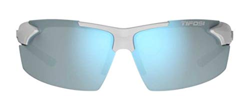 Tifosi Track Sport Men & Women Sunglasses - Ideal For Baseball, Golf, Pickleball, Running and Tennis - Unisex Glasses White/Black (Smoke Bright Blue Lens)