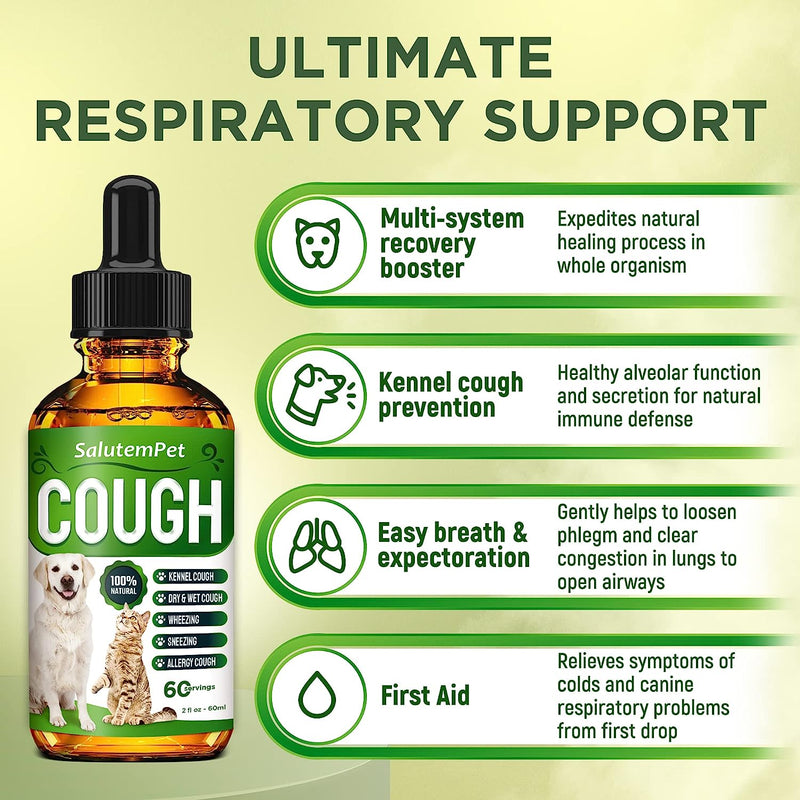 Dog Cough Suppressant - Natural Cough Remedy for Dogs - Liquid Cough Drops for Dogs & Cats - Herbal Dog Cough Formula Eases Coughing & Wheezing - Collapsed Trachea Upper Respiratory Support - PawsPlanet Australia