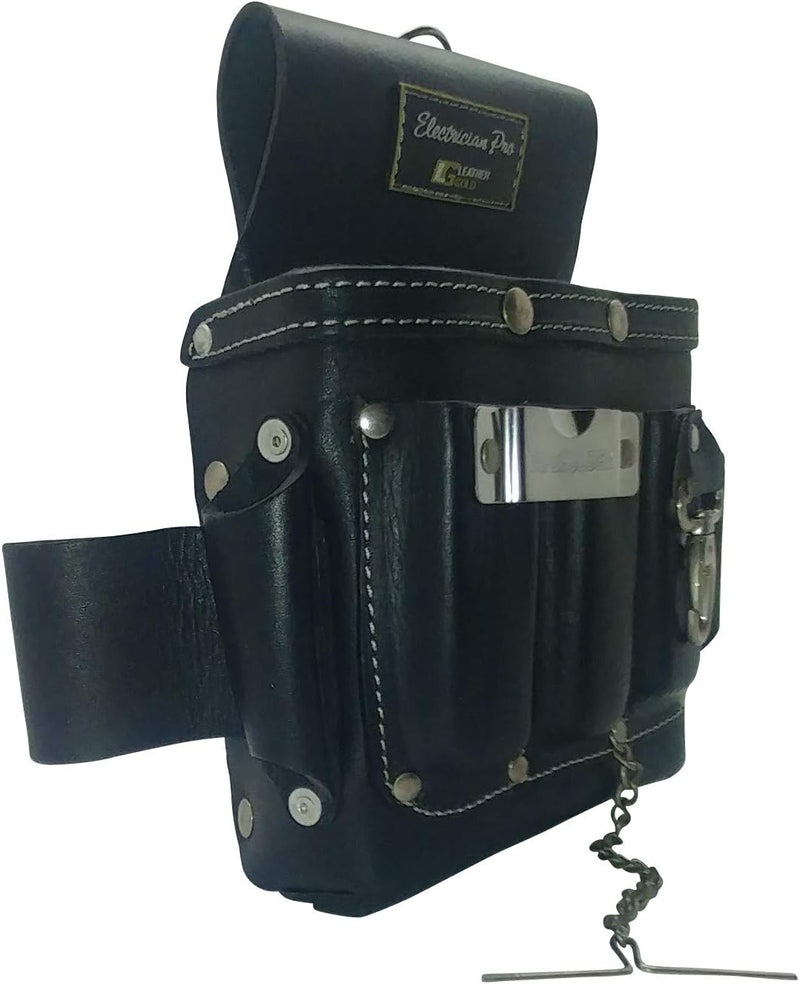 Leather Gold Heavy Duty Oil Tanned Electrician Tool Pouch 3401 with 10 Pockets (Black) - NewNest Australia