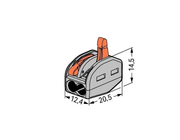 Wago 222-412 LEVER-NUTS 2 Conductor Compact Connectors 100 PK Pack of 100