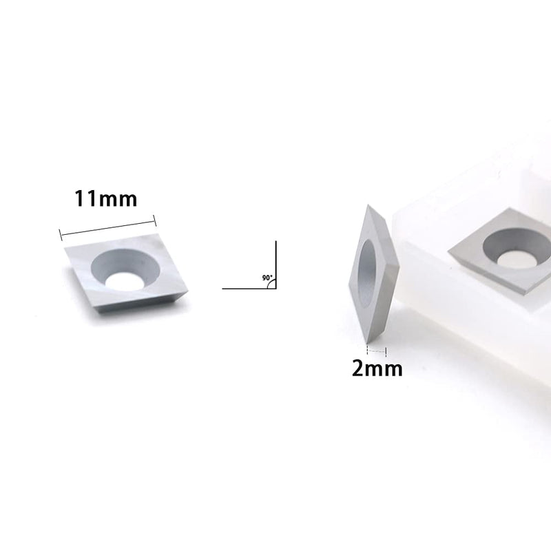 11mm Square Straight Carbide Inserts for woodturning, 11×11×2.0mm Replacement Cutter for Woodworking Fits Spiral Helical Planer Cutter Head or lathe Turning Tipped, 10pcs 11x11x2mm