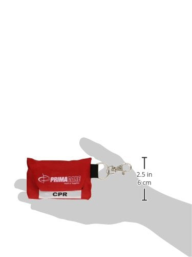 PrimaCare RS-8631 CPR Barrier Keychain Pouch with One Way Valve, Face Shield Mask Keyring with Filter
