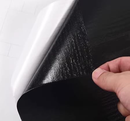 32FT Black Border Peel &Stick Black Wood Grain Wallpaper Border Removable Waterproof Bathroom Mirror Frame Sticker,3.94 Inches by 32.8 Ft