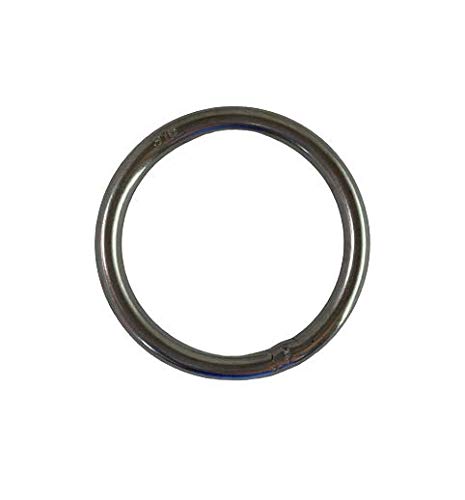 US Stainless 10 Pieces Stainless Steel 316 Round Ring Welded 3/16" x 1 3/4" (5mm x 45mm ID) Marine Grade