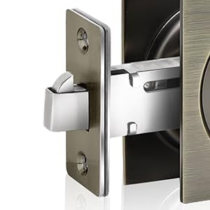 Dontay Pocket Door Privacy Lock and Pull, Stainless Steel 304 Contemporary Pocket Door Knob, Flush Door Handles, Privacy (Bed/Bath) Latch, 2-3/8" Backset, Sliding Barn Hardware (1, Antique Brass) 1