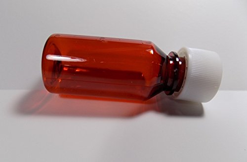 Lot of 50 Hard Side Graduated Oval 1 Ounce Plastic Amber Travel RX Medicine Bottles With Caps-Perfect for Travel-Very Strong Sidewall and Secure Cap