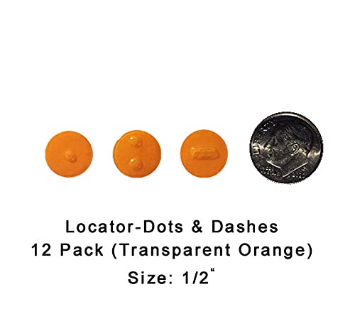 Low Vision Orange Locator Dots & Dashes - Raised Tactile Dots & Dashes Keyboard Location Stickers – 12 Pk, Transparent