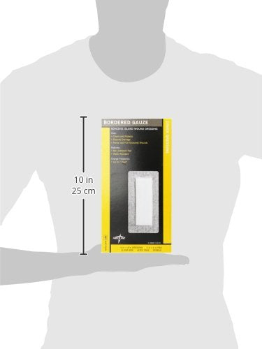 Medline Sterile Bordered Gauze, 4" x 8" with 2" x 6" Pad (Pack of 15) 4" x 8" (2" x 6" Pad)