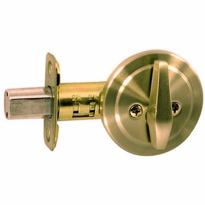 Security Door Lock Single Cylinder Deadbolt Lock, 2-3/8" to 2-3/4" Adjustable, Shiny Brass