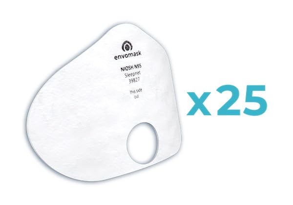 N95 Replacement Filter, 25 Pack, Individually Wrapped, Electrostatically Charged, Ready to Use, Easy Filter Changes, Lower Resistance & Easier Breathability, Sleepnet (55000-25)