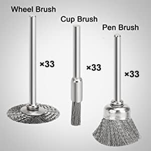 42Psc Wire Wheel Brush Set, Rotary Tool Wire Brush, Steel Wire Wheels Pen Brushes Set Kit Accessories for Rotary Tool-1/8"(3mm) Shank 42