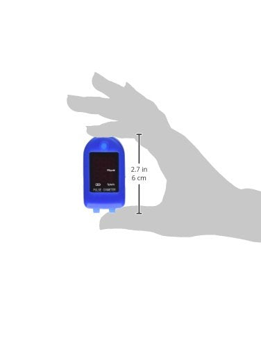 Concord Basics Fingertip Pulse Oximeter - Blood Oxygen Saturation Monitor with Carrying Case, Batteries, Silicone Cover & Lanyard - Easy to Use, Accurate SpO2 & Pulse Measurement (Blue)