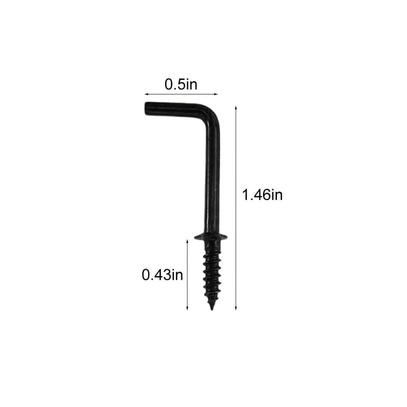 Black 1 Inch 1 Shape Screw Hooks L Shape Hooks 7 Shape Right Angle Medal Hooks (40 Pack)