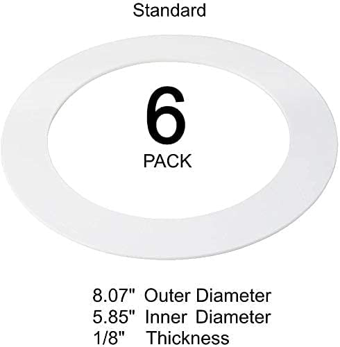 LightLabs Goof Ring Matte 6 Pack 8.06" Diameter for 6" Cans. Inlcudes Ring Tape to Fix Drywall Damage for Flush Recessed Down Lights. 6.2" Inner Diameter Recessed Light Cover Matte White 6 Packs 6 Inch