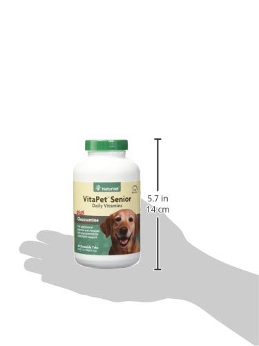 NaturVet –VitaPet Senior Daily Vitamins for Senior Dogs – Plus Glucosamine – Full Spectrum of Vitamins & Minerals – Enhanced with Glucosamine for Added Joint Support – 60 Time Release Tablets 60 Chewable Tabs