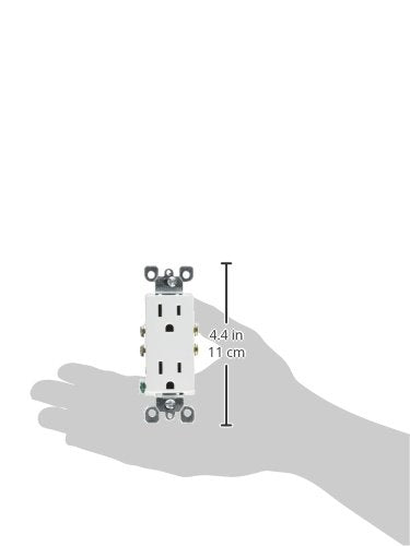Leviton 5325-WMP 15 Amp, 125 Volt, Decora Duplex Receptacle, Residential Grade, Grounding, 10-Pack, White 10 count(Pack of 1)