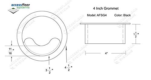 Heavy Duty Floor Grommet w/Cover 4 Inch | Black ABS Plastic Grommet for Cable Organization | Great to Organize Cables | Easy Installation