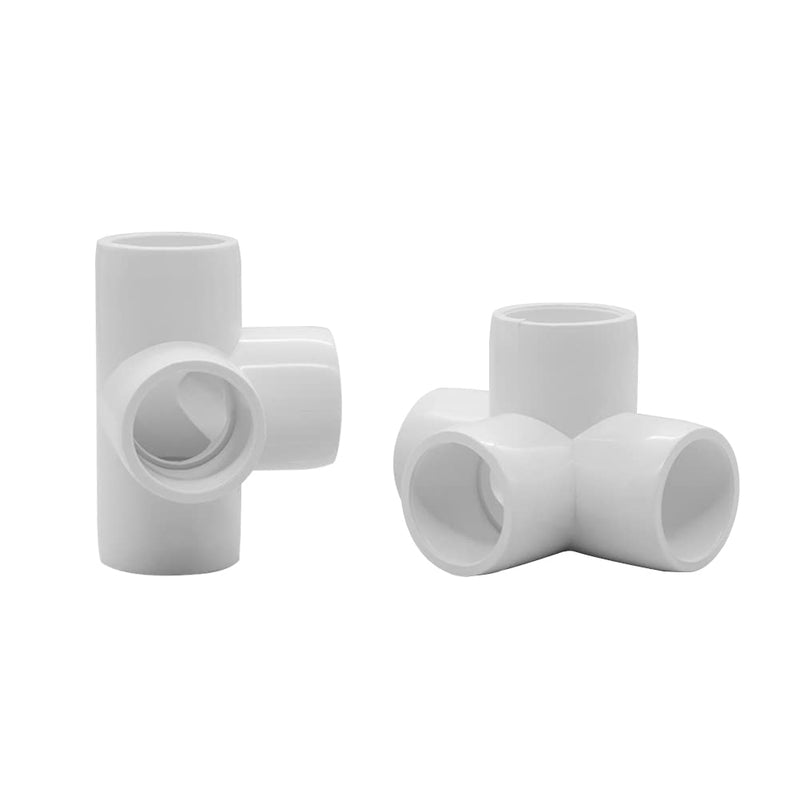 1/2Inch Tee PVC Fitting 4 Way Elbow Connector, Furniture Grade 90 Degree Elbow Side Outlet, Corner Fittings for Building Furniture Greenhouse Shed Pipe Fittings Tent Connection (Pack of 8) White 1/2“