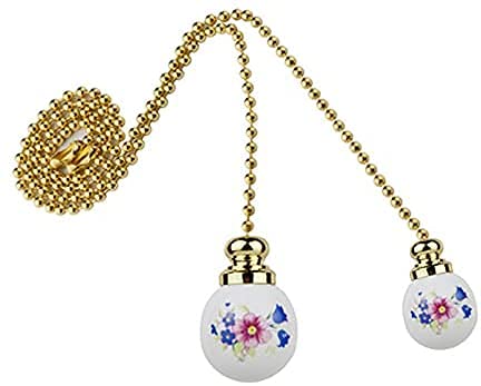 Luo Qiufa Ceiling Fan Pull Chain, 12 Inches Handle Ceramic Zipper Extension Chandelier Ceiling Fan Zipper 2pcs