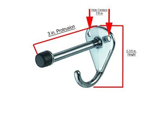 Harris Hardware TP4000-B3 Coat Hook and Bumper Zamac Die Cast With Bumper Chrome