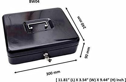SentrySafe Black Money Saving Box with Cash Tray and Key Lock, Portable Safe Box with Carrying Handle, 0.21 Cubic Feet, 3.75 x 12 x 9.3 Inches, CB-12 Cash Box Pack of 1