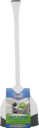 Clorox Toilet Plunger with Hideaway Caddy – Toilet Plunger for Bathroom, Bathroom Organizers & Storage, Bathroom Accessories, Toilet Unclogger, Plunger with Holder 1-Pack