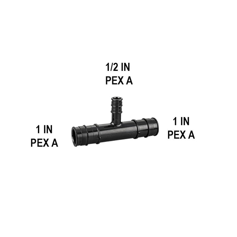 10 Pack TenKe PEX A F1960 Poly Expansion Fitting 1" X 1" X 1/2" Reducing Tee Elbow Pex A Cold Expansion for Plumbing Corrosion Resistant (10pcs 1"X1"X1/2" TEE) 10 1"X1"X1/2" Reducing TEE