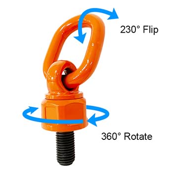 1 Pcs Eye Bolt M14 x 31.8 Max Load 1.25 Tons Metric Thread Universal Swivel Hoist Rings 360°Rotation Made of Alloy Steel, Tensile Strength > 1080MPa