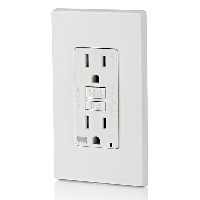 Leviton GFCI Weather-Resistant Outlet, 15 Amp, Self Test, Tamper-Resistant with LED Indicator Light, Outdoor Locations, GFWT1-W, White