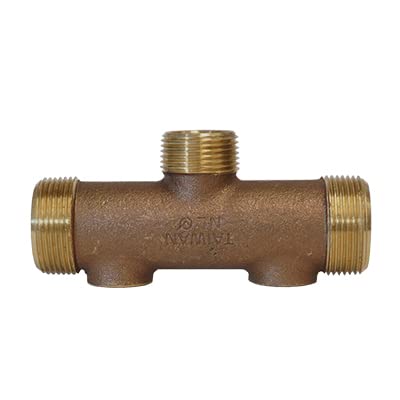 Merrill MFG BATNL100CXS 2-1/2" x 1" Brass Tank Tee, Compact Well Pressure Tank Manifold with 1" MIP Tank Connection & 1/2" NPT Drain Port for Water Systems 2 1/2 in X 1 in.