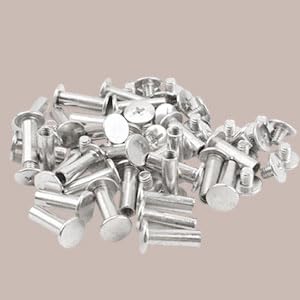 Screw Post M3 x 6mm Chicago Screw Binding Screw Fit for 3mm/0.12'' Hole Dia,10 Set Female M3x6mm Tiny Screw Post Binding for Scrapbook Photo Albums Binding,Leather Bags,Boots,DIY Enthusiasts 10