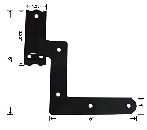 QCAA Steel Blind Shutter Hinge for Wood Frame & Brick, 1-1/16", Power Coated Black, 2 Pack (1 Pair), Made in Taiwan