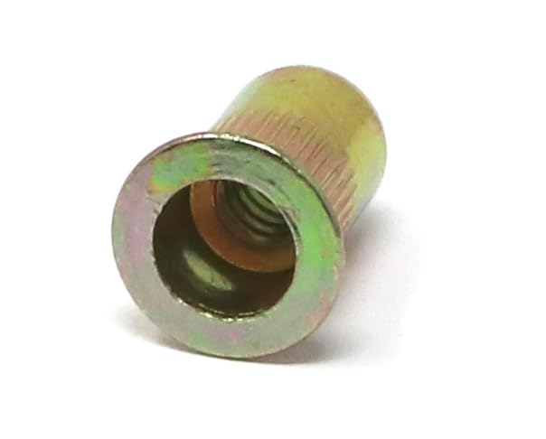 iexcell 100 Pcs #10-24 UNC Threads Carbon Steel Flat Head Rivet Nuts Threaded Insert Nuts Nutserts
