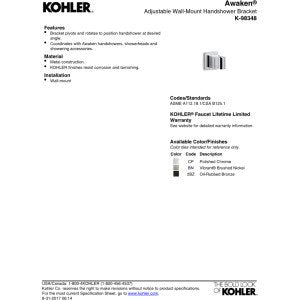 Kohler K-98348-BN Awaken Adjustable Wall Bracket, Vibrant Brushed Nickel,Chrome
