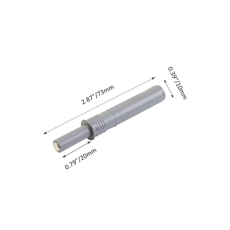 10PCS Magnetic Push Latches for Cabinet Push to Open Door Latch, Gray Soft Quiet Close Closers, Plastic Damper Buffer Push for Kitchen Drawer Door 2.87″*0.39″
