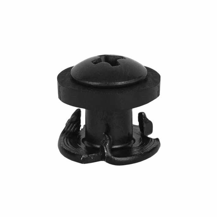 Black 3 Prong T-Nuts, 1/4 Inch, 12 Sets – for Kydex & Leather Gun Holsters & Knife Sheaths, Wood, Composites, Cabinetry, Includes Phillips Truss Heads + Tee Nuts + Rubber Washers/Spacers