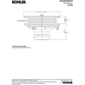 KOHLER K-8799-VS Duostrainer Sink Strainer, Sink Drain and Strainer Basket, Less Tailpiece, Vibrant Stainless 1.5 inches