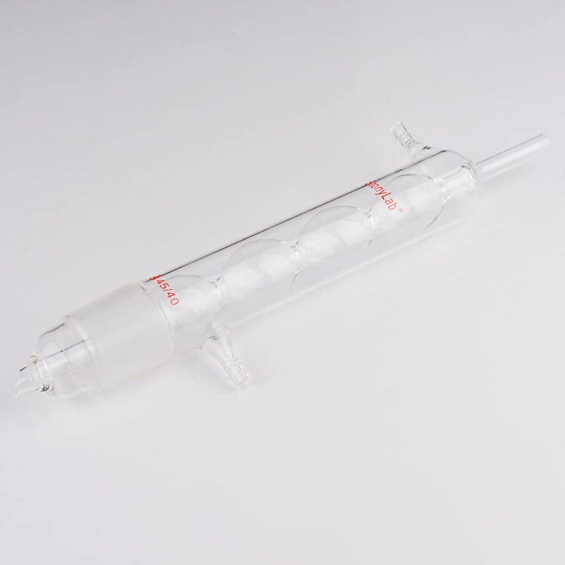 stonylab Allihn Condenser Reflux for Soxhlet Extractor, Borosilicate Glass Allihn Condenser with 45/40 Joint 250 mm Jacket Length Lab Glass Condenser (45/40 Joint)