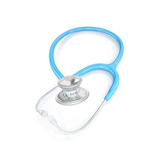 MDF Instruments MD One Epoch Lightweight Titanium Stethoscope, Adult, Bright Blue Tube, Silver Chestpiece-Headset, MDF777T14
